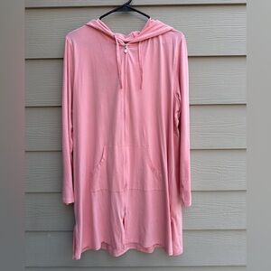 Coolibar Catalina UPF50+ Beach Cover-Up Dress Hood Long Sleeve Pink Sz Large C21